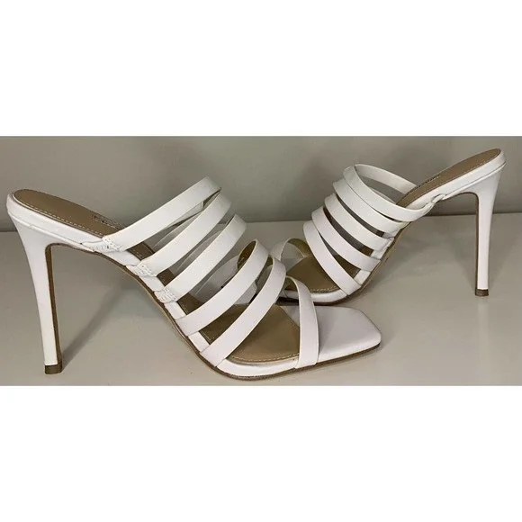 Charles David Vocal White/Gold Leather Metallic Heel Sandal Women’s Size 7.5 - Picture 4 of 10